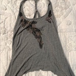 Zinc tank top w/twisted back.